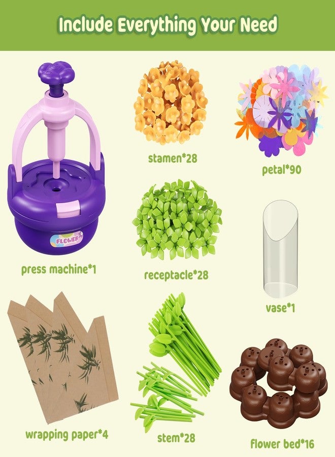 TingingYuli Arts and Crafts Kit for Kids Ages 4-8,Flower Bouquet Toys,DIY Flower Market Toys,Build Your Flower Bouquet,Educational Christmas Birthday Gifts for 3 4 5 6 7 8 9 Year Old Girls-Purple - Image 2